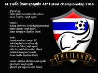 ประกาศรายชื่อทีมฟุตซอลทีมชาติไทย ชุดแข่งขัน ชิงแชมป์อาเซียน 2016 ระหว่างวันที่ 23-29 ม.ค.60